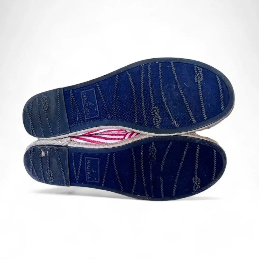 Nautica Rudder 2‎ Anchor Espadrille Slip-on Red / White Stripe Women's 7